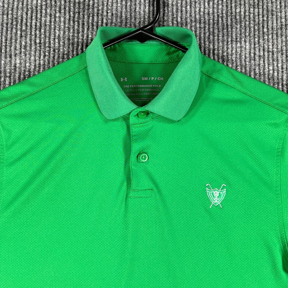 Under Armour Polo Shirt Mens Small Green Short Sleeve Performance Golf Outdoor